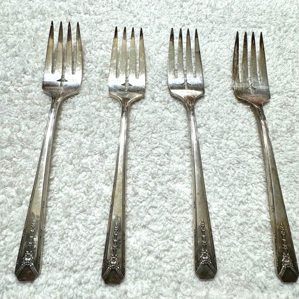 4 Salad Forks 1940 Oneida Community MILADY Silverplate Silverware Flatware